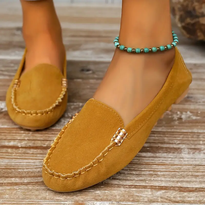 🔥 Best-Seller 🔥 Round-Toe Flats — Breathable, Orthopedic Slip-On Walking Shoes