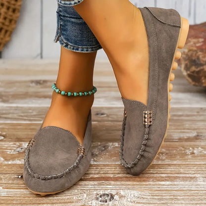 🔥 Best-Seller 🔥 Round-Toe Flats — Breathable, Orthopedic Slip-On Walking Shoes