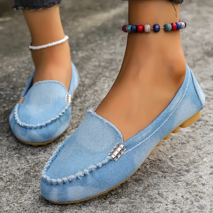 🔥 Best-Seller 🔥 Round-Toe Flats — Breathable, Orthopedic Slip-On Walking Shoes