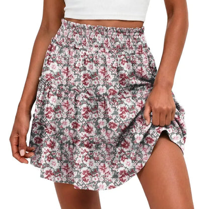 🌓Last Day 49% OFF -Women's Boho Floral Skorts, Flowy Tiered Ruffle Elastic-Waist Bottoms with Built-in Shorts and Pockets, Casual Style