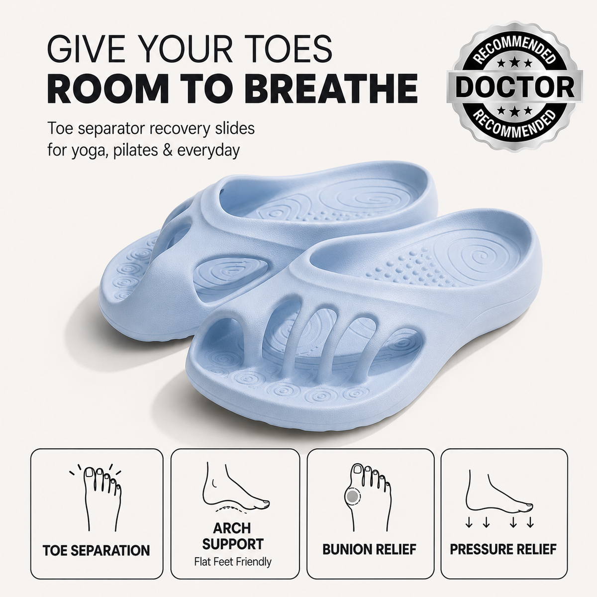 Women's Orthopedic Slide Slippers, Arch Support Non-Slip Foot Pain Relief Sandals