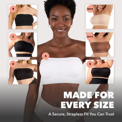 Anti-Slip Grip & Removable Straps✨Convertible Strapless Bandeau Bra with Wireless Comfort👍Suitable for All Body Types