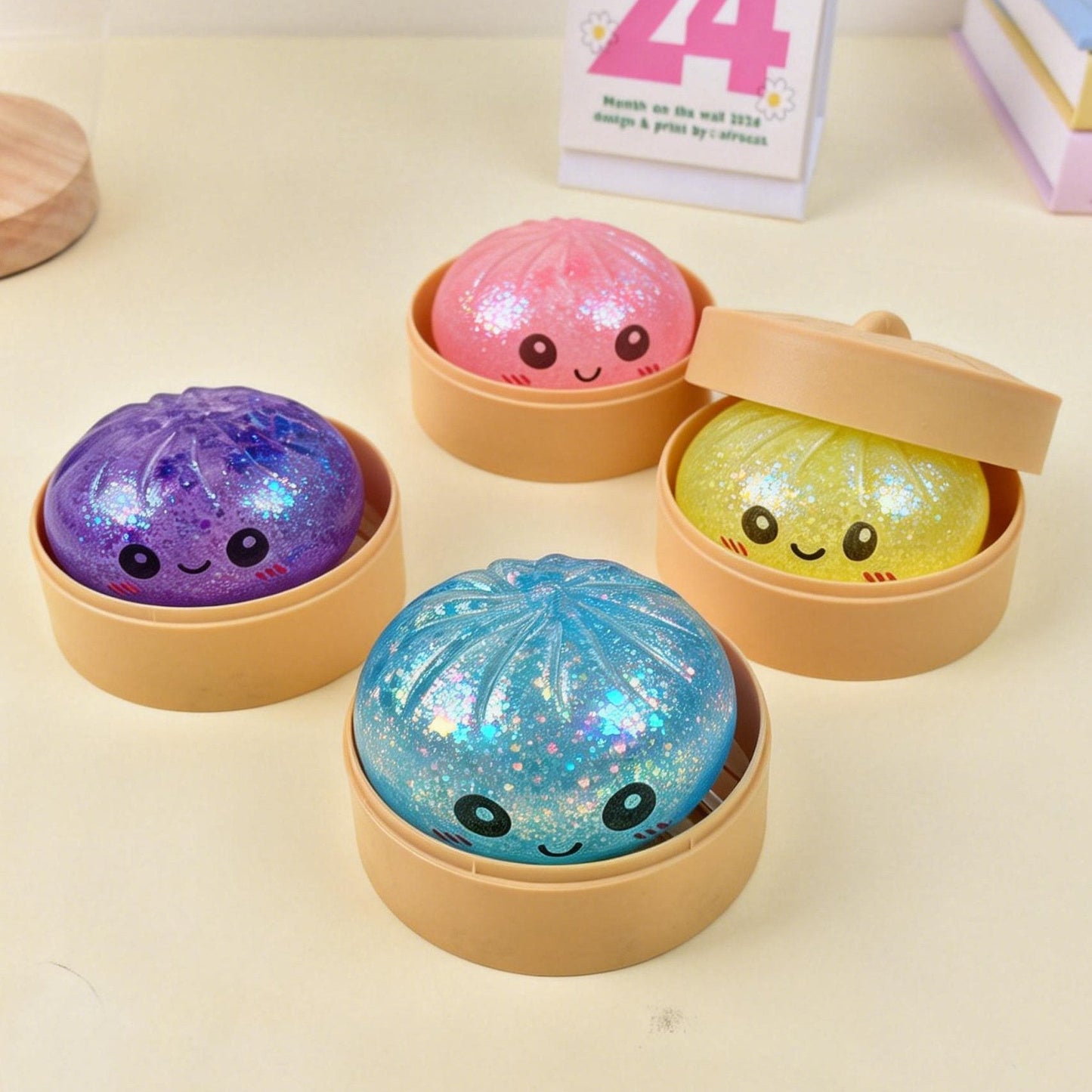 Last Day 50% OFF🔥Glitter Dumpling Squishy Steamer Blind Box Surprise Squeeze Fun