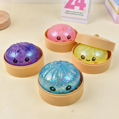 Last Day 50% OFF🔥Glitter Dumpling Squishy Steamer Blind Box Surprise Squeeze Fun