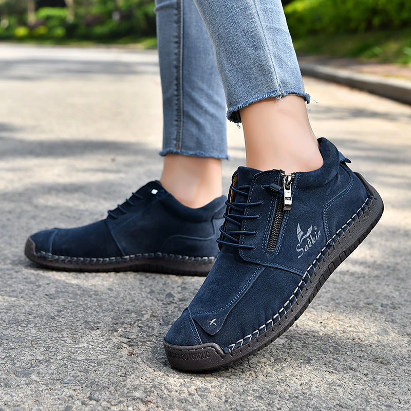 Women's Orthopedic Casual Leather Boots - Wide Toe, Arch Support, Waterproof, Pressure Relief for Everyday & Travel