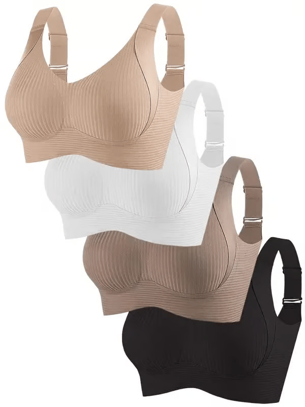 Women's Ribbed Push Up Adjustable Wireless Bra