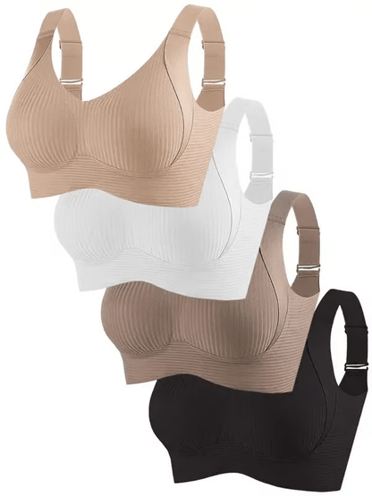 Women's Ribbed Push Up Adjustable Wireless Bra