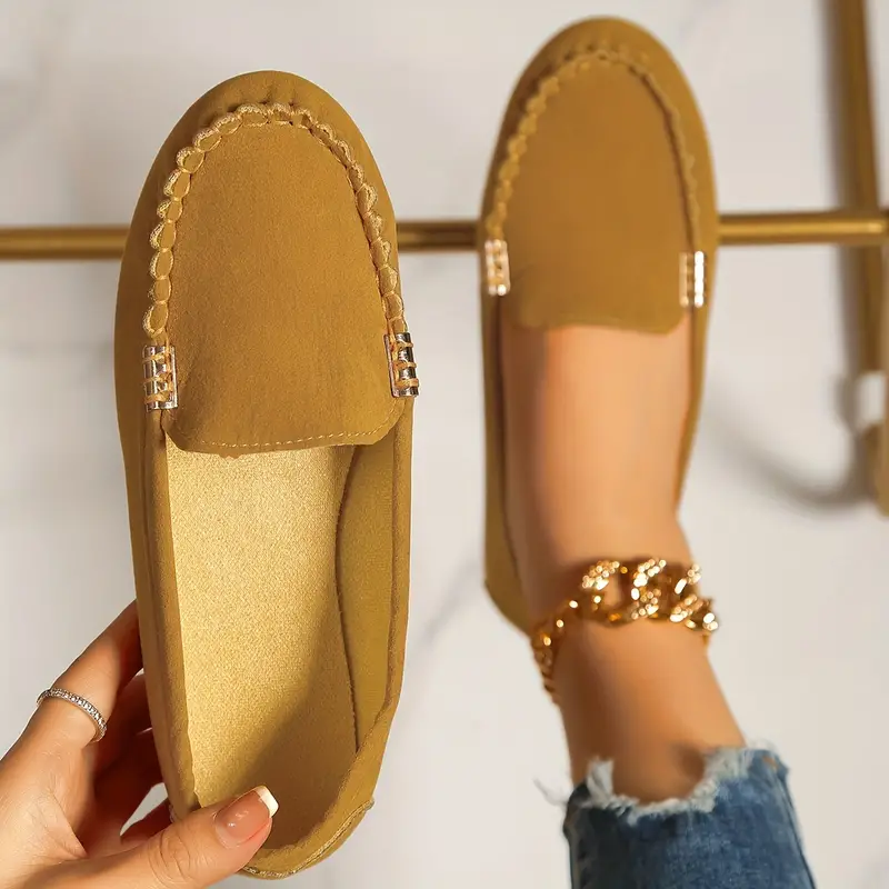🔥 Best-Seller 🔥 Round-Toe Flats — Breathable, Orthopedic Slip-On Walking Shoes