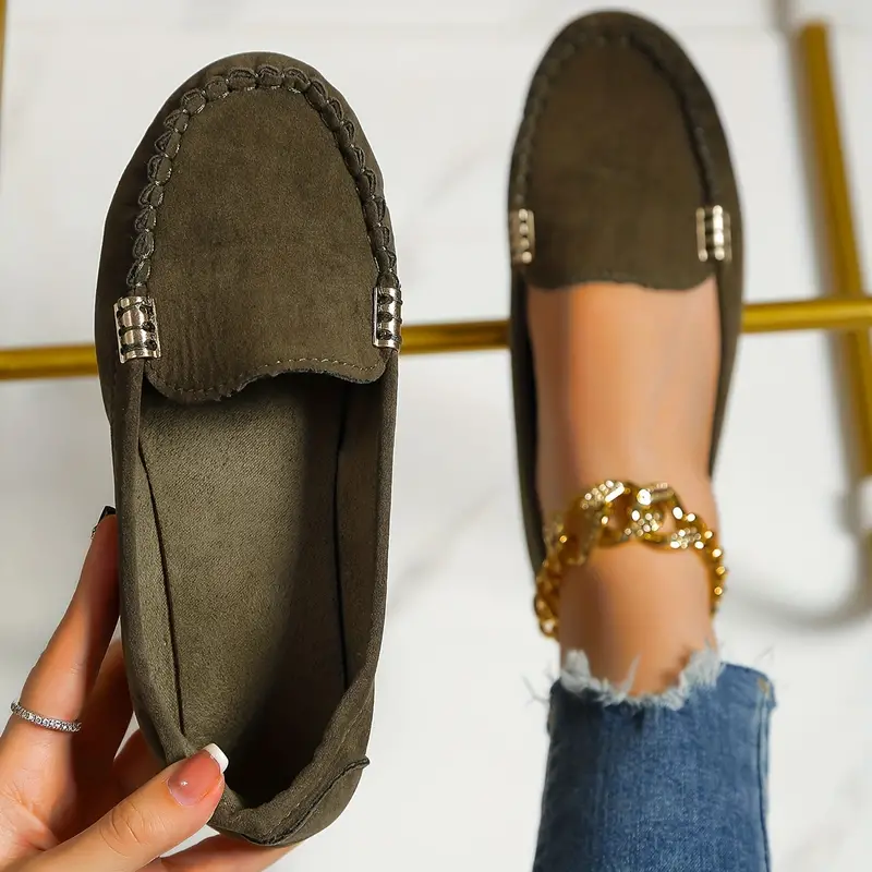 🔥 Best-Seller 🔥 Round-Toe Flats — Breathable, Orthopedic Slip-On Walking Shoes