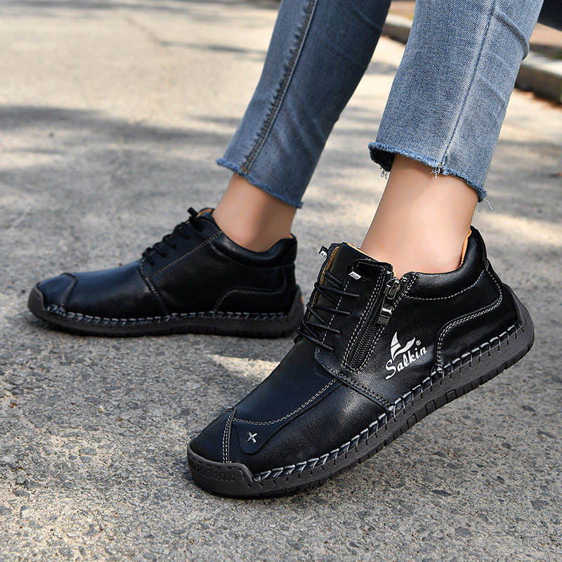 Women's Orthopedic Casual Leather Boots - Wide Toe, Arch Support, Waterproof, Pressure Relief for Everyday & Travel