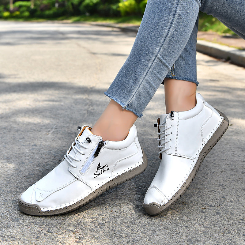 Women's Orthopedic Casual Leather Boots - Wide Toe, Arch Support, Waterproof, Pressure Relief for Everyday & Travel