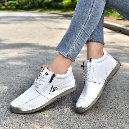 Women's Orthopedic Casual Leather Boots - Wide Toe, Arch Support, Waterproof, Pressure Relief for Everyday & Travel