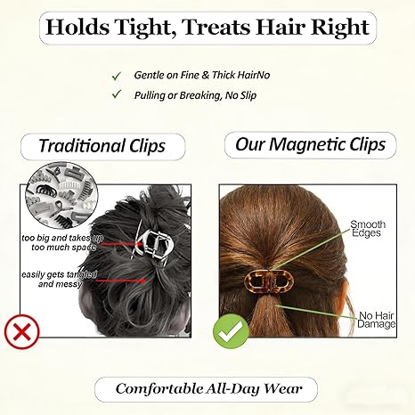 🔥 Magnetic No-Slip Hair Clips – Strong Hold Easy-Clip Set (4 PCS)