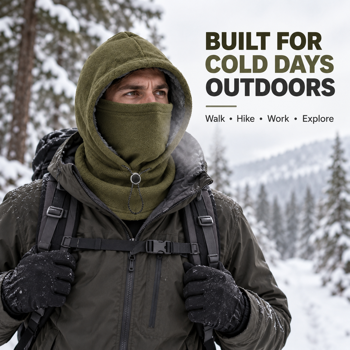 3-in-1 Winter Fleece Balaclava Hood Warm Face, Ear & Neck Cover