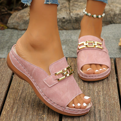 🎁 Last Day Special: 70% OFF 🎁Newly upgraded women's wedge-heeled platform orthotic slippers