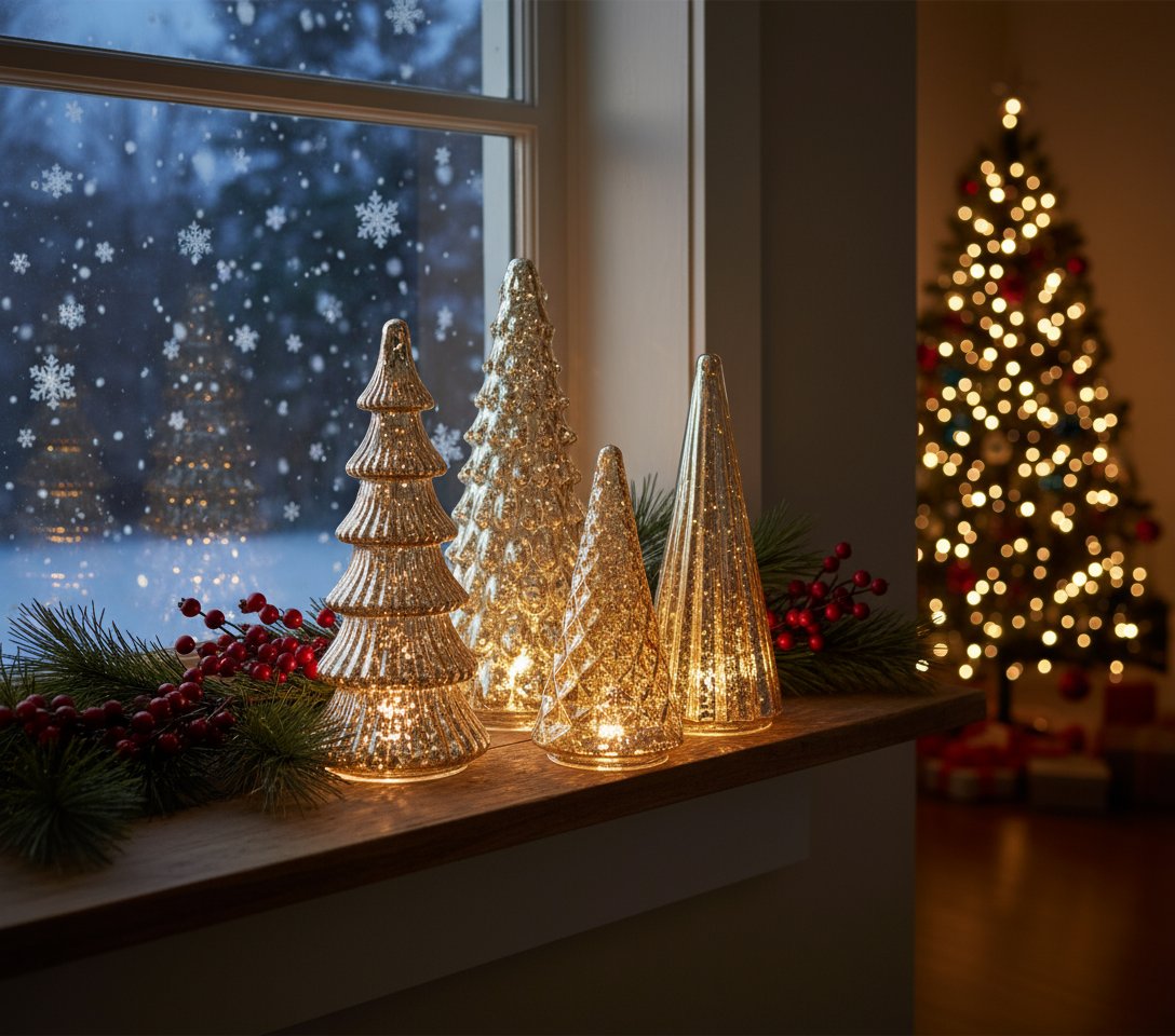 BFF Collection Set of 5 Illuminated Mercury Glass Trees