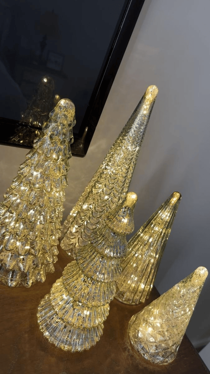BFF Collection Set of 5 Illuminated Mercury Glass Trees
