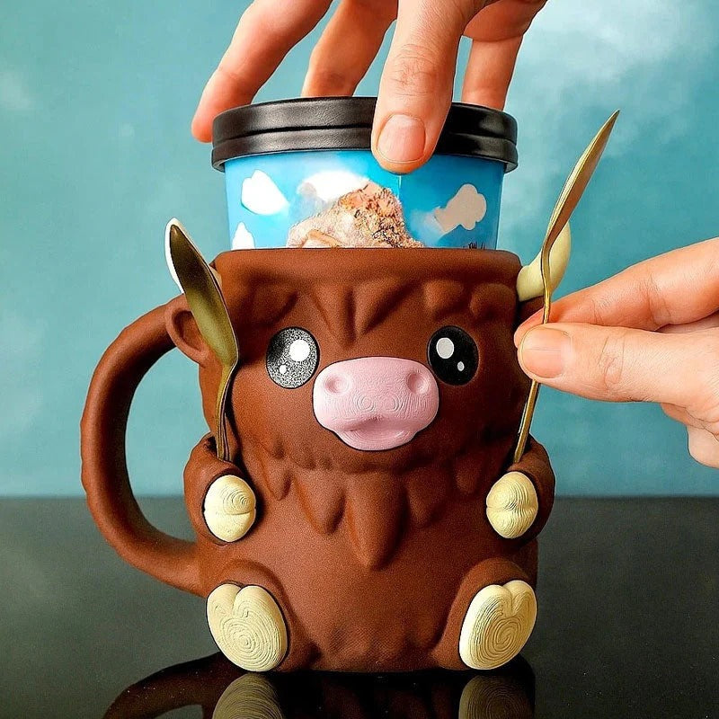 🥤Christmas Gift🍦-Highland Cow Ice Cream Holder🍨