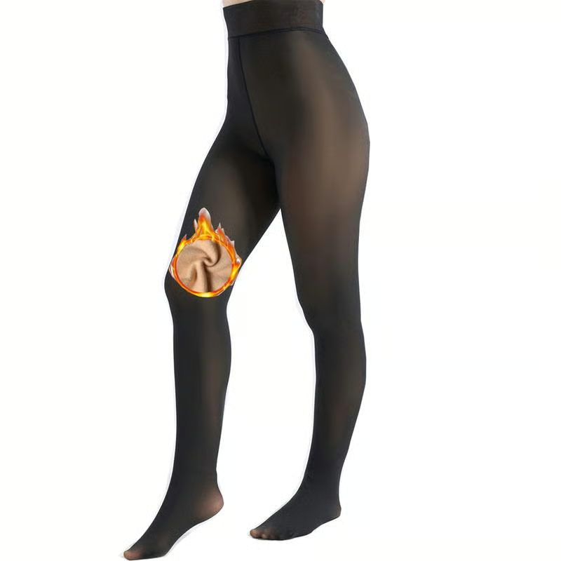 🌞Women's Fleece Lined Leggings Transparent Imitation Semi-Sheer Tights Warm High Waisted Opaque Leggings with Foot🌞