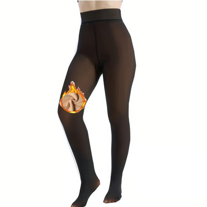 🌞Women's Fleece Lined Leggings Transparent Imitation Semi-Sheer Tights Warm High Waisted Opaque Leggings with Foot🌞