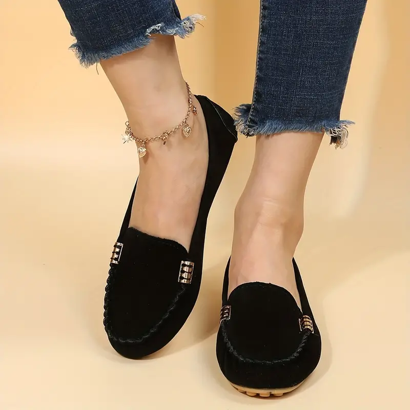 🔥 Best-Seller 🔥 Round-Toe Flats — Breathable, Orthopedic Slip-On Walking Shoes