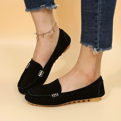 🔥 Best-Seller 🔥 Round-Toe Flats — Breathable, Orthopedic Slip-On Walking Shoes