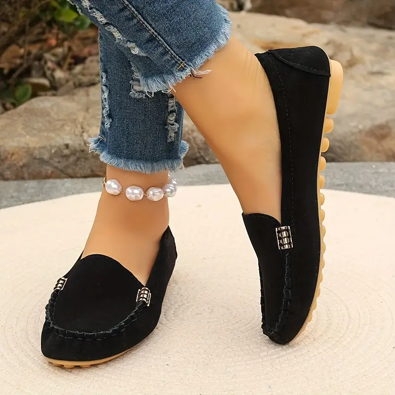 🔥 Best-Seller 🔥 Round-Toe Flats — Breathable, Orthopedic Slip-On Walking Shoes