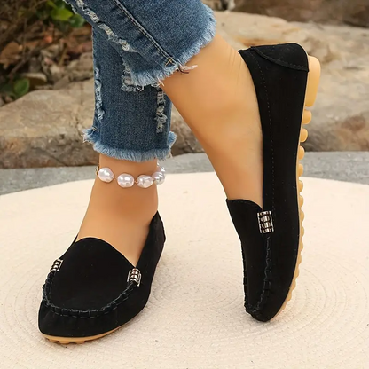 🔥 Best-Seller 🔥 Round-Toe Flats — Breathable, Orthopedic Slip-On Walking Shoes