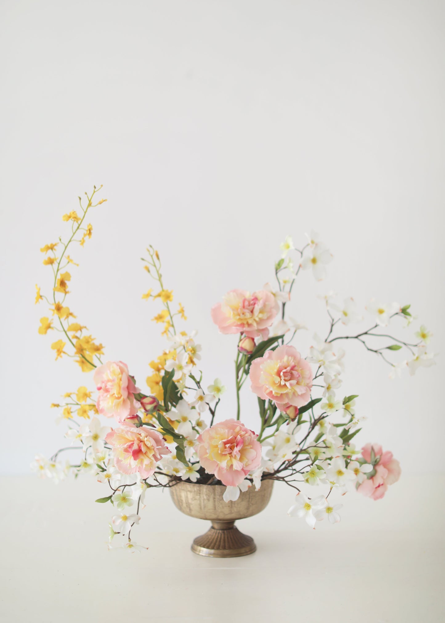 Soft Apricot Pink Peony Fake Flower - 22"